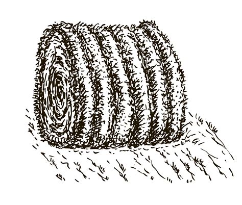 Rolled hay icon. Stack of dry field grass. Sketch Round straw bale ...