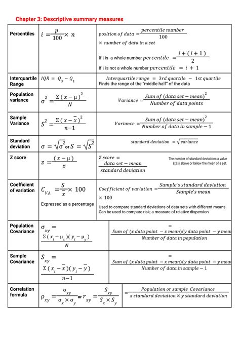 Business stats formula sheet - 026134 - Studocu