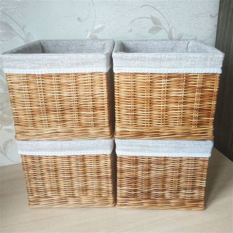 Wicker square storage baskets Wicker baskets for hanging | Etsy