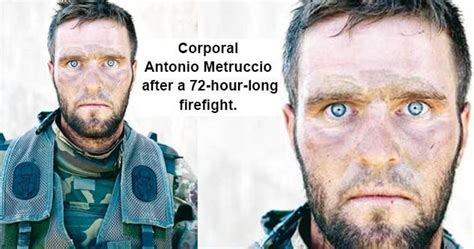 Thousand yard stare / PTSD: Corporal Antonio Metruccio after 72 hour ...