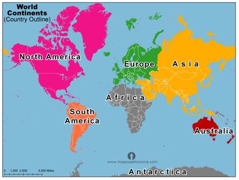 World Map With Countries Labeled And Continents