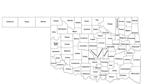 Oklahoma County Map with County Names Free Download