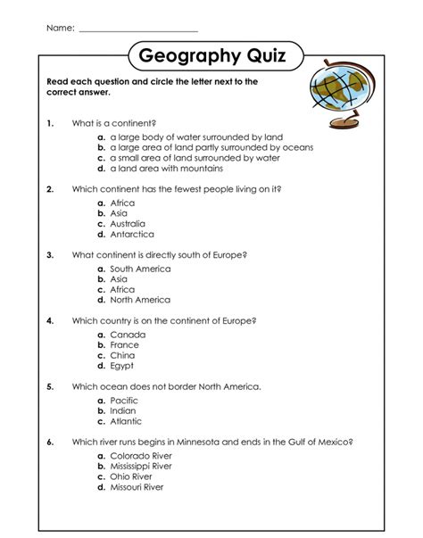 Geography Grade 2 Worksheets