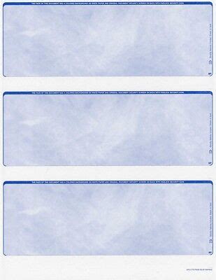 Blue 175 Sheets 3 Three 525 Checks Blank Check Stock Paper on a Page ...