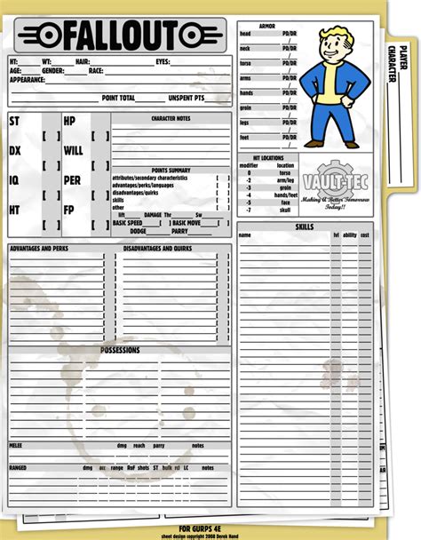 GURPS Fallout Sheet by Tensen01 | Fallout rpg, Rpg character sheet ...