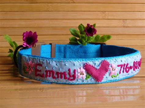 Dog Name Collar Dog Name Tag Collar Dog ID Collar - Etsy