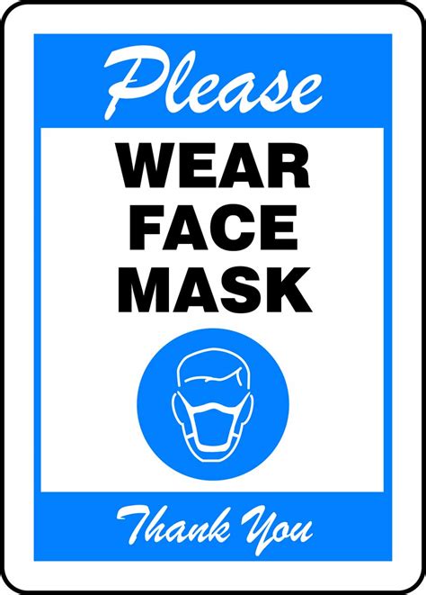 Buy Accuform "PLEASE WEAR FACE " Sign, Blue, Adhesive Vinyl, 10" x 7 ...