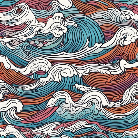 Premium AI Image | Colorful wave tattoo art design with lines and motif