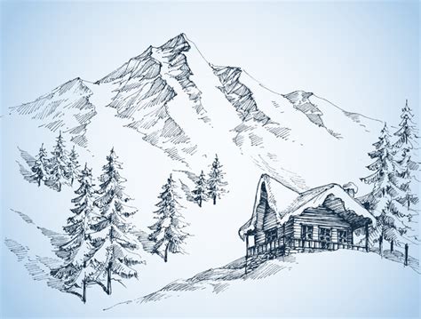 Mountains landscape sketch vector free download