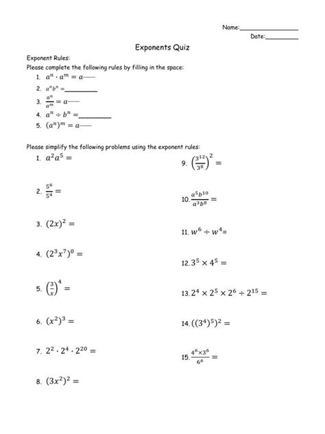 Mathworksheet4kids Exponent Rules