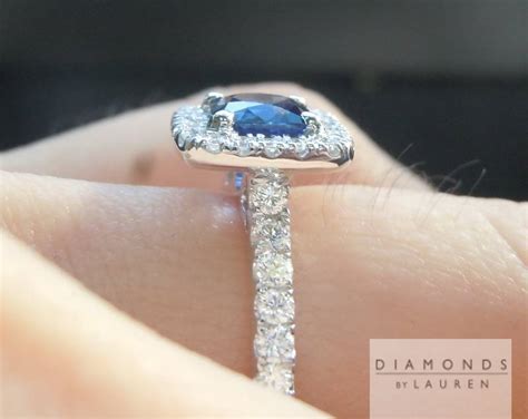 0.85ct Blue Cushion Sapphire Ring