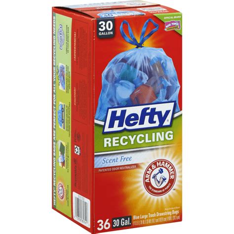 Hefty Trash Bags, Recycling, Drawstring, Large, Scent Free, 30 Gallon ...