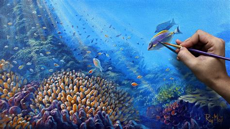 How to Paint Ocean Life | Tutorial Underwater Scenery | How to Paint in ...