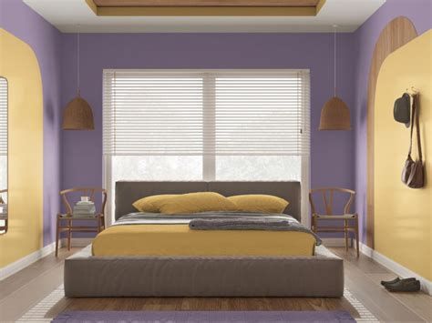 Purple Two Colour Combinations For Bedroom Walls | Beautiful Homes