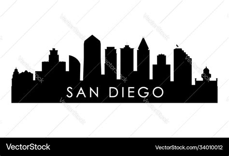 San diego skyline silhouette black diego city Vector Image