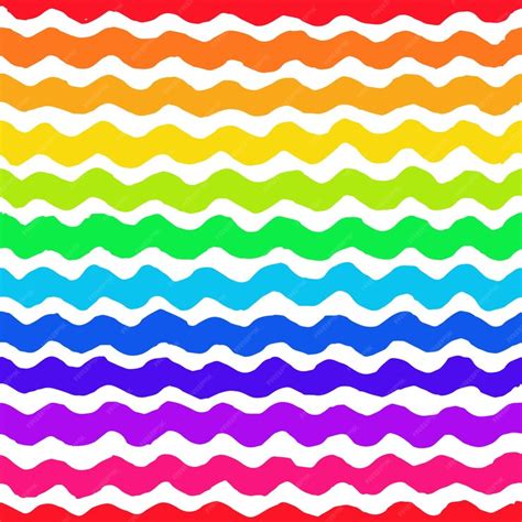 Premium Vector | Irregular rainbow wave pattern seamless hand drawn ...