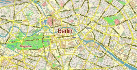 Berlin Germany PDF Vector Map: City Plan Low Detailed (for small print ...