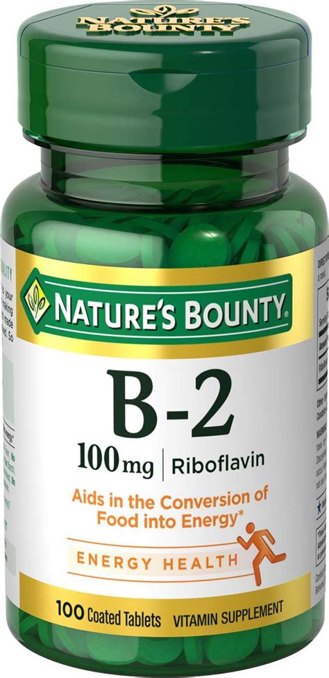 Nature's Bounty B2 Riboflavin Tablets, 100mg, 100Ct - Walmart.com ...