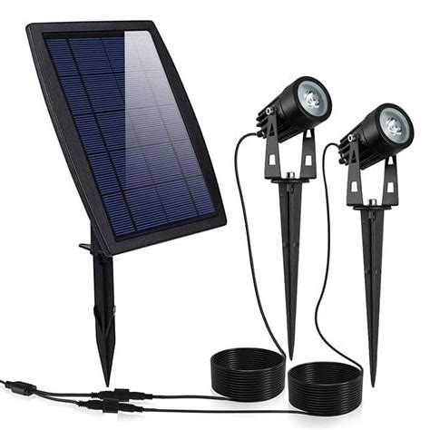 [Pack of 3] Twin Solar Spotlight Outdoor Light Sensor Lamps Wall Lawn ...