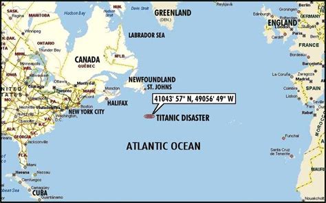 Titanic Sinking Location on Map