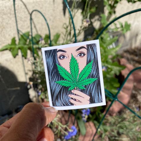 Stoner Girl Sticker/with Cannabis/weed Leaf | Etsy