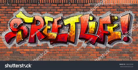 Graffiti Wall Red Brick Wall Sprayed Stock Illustration 108222038 ...