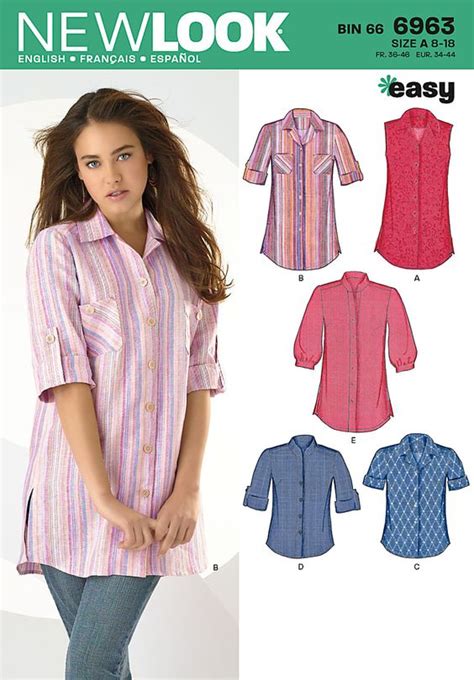 Womens shirt with collar, sleeves Sewing Pattern 6963 New Look ...