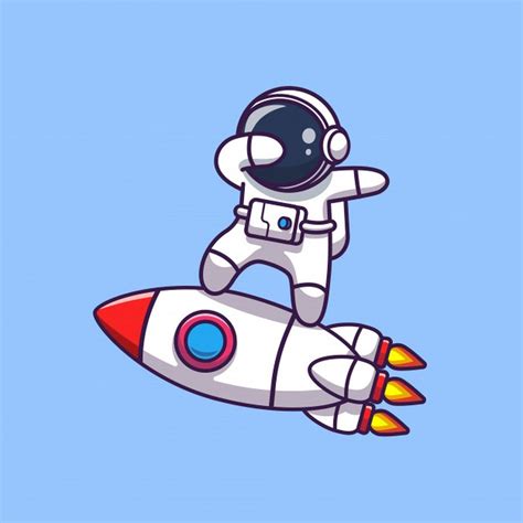 Astronaut dabbing on rocket icon illustration. spaceman mascot cartoon ...