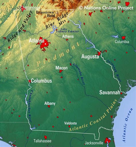 Georgia Elevation Map With Cities Lake Livingston State Park Map ...