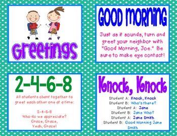 Morning Meeting Greetings & Activity Cards by Fun and Fearless in First