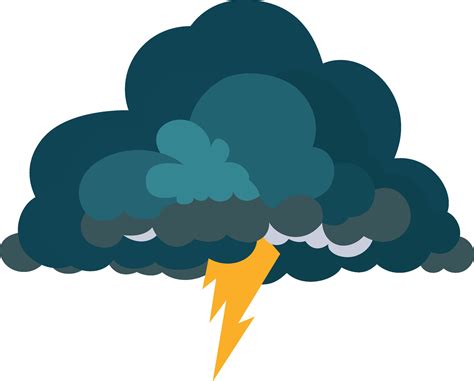 Cloud and thunder erupting from the cloud, flat style vector ...