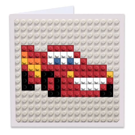 Lightning Mcqueen Pixel Art Build-On Greeting Card | BRIK