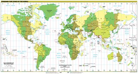 Free Large World Time Zone Map Printable [PDF]