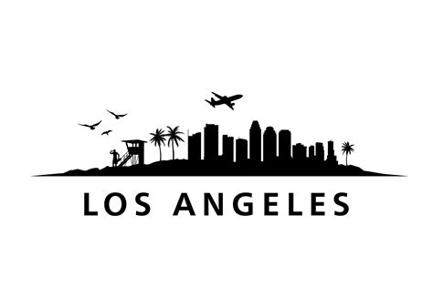 Los Angeles city skyline silhouette background in CAlifornia. Vector ...