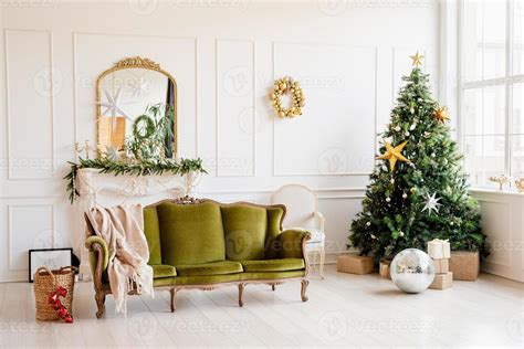 beautiful cozy living room decorated for Christmas 4676061 Stock Photo ...