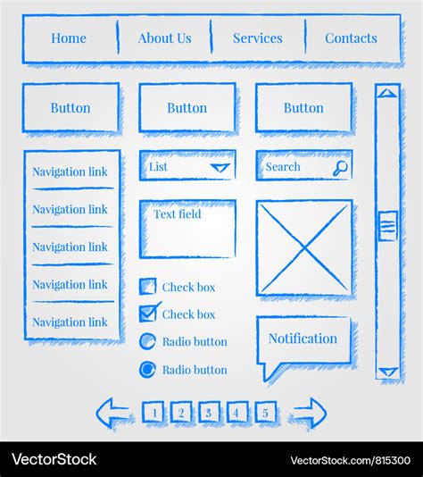 Website design sketch style kit Royalty Free Vector Image