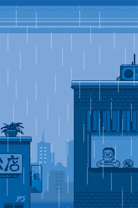 Pixel Art Rain GIF