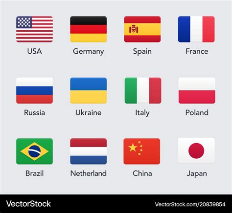 Country flags icons Royalty Free Vector Image - VectorStock