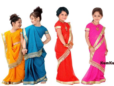 Nationale Indische Kleding Kinderen Sari Jurk Klassieke Georgette ...