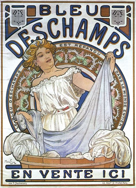 Alphonse Mucha Poster Bleu Deschamps 1897