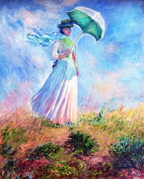 Woman with an umbrella by Claude Monet. Reproduction Painting by Olga ...