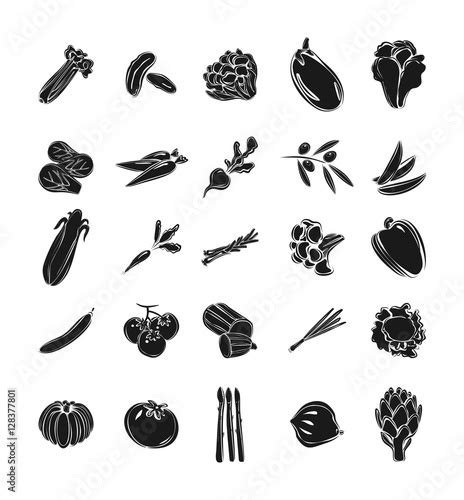 Vegetables Vector Silhouette Sets Stock Vector | Adobe Stock