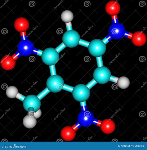 Trinitrotoluene Molecular Structure on Black Background Stock ...