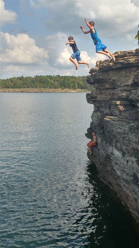 Rock jumping (not the high cliffs), Dam Site Park, Greers Ferry Lake ...