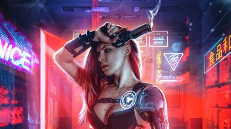 Cyberpunk police girl 4k