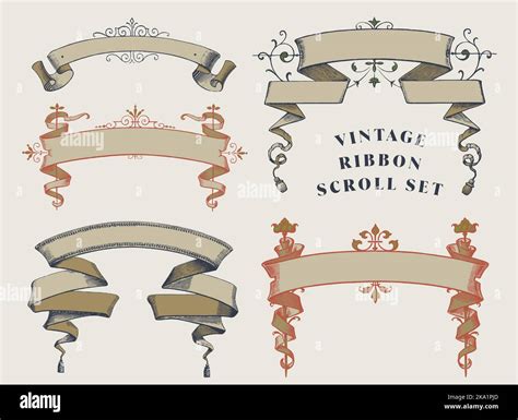 Vintage ribbon banners set. Isolated. Vector illustration. For use as ...