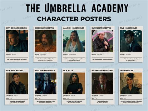 The Umbrella Academy Character Posters - Etsy UK