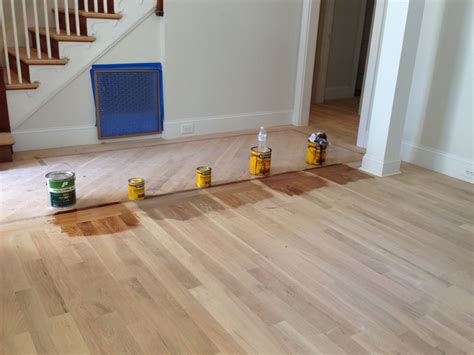 Minwax floor stains for White Oak flooring: far left, just polyurethane ...