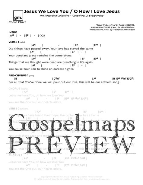 Gospelmaps | Jesus We Love You / O How I Love Jesus - The Recording ...