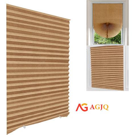 60x150cm 1pc BROWN Self-Adhesive Pleated Blinds for Window No Drilling ...